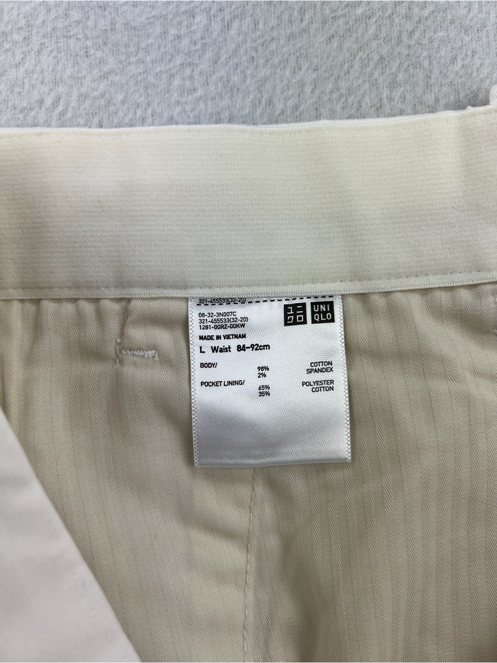 UNIQLO Mens Stretch Slim Fit White Chino Shorts 9” Inseam Drawstrings Size L - Picture 3 of 9
